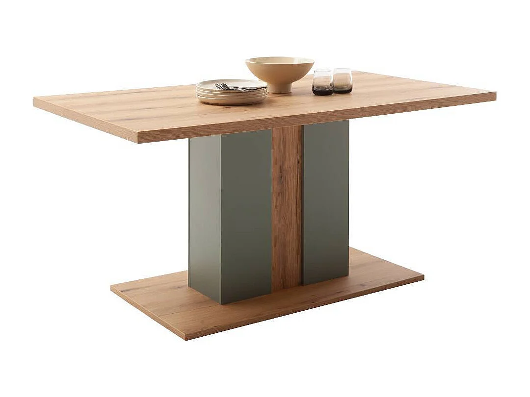 Esstisch Tisch Esszimmer in Graugrün und Eichefarben