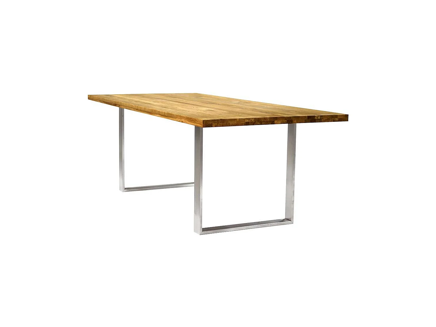 Esstisch aus Eiche Massivholz und Edelstahl 75 cm hoch