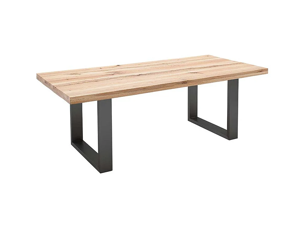 Esszimmertisch in Wildeichefarben Zerreiche Massivholz und Stahl in Anthrazit