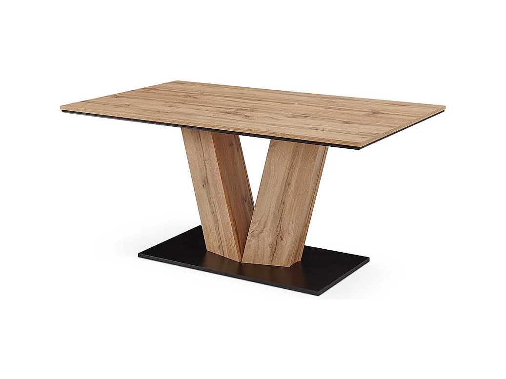 Esszimmer Tisch mit Säulengestell Wildeichefarben & Schwarz