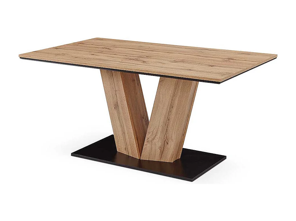 Esszimmer Tisch mit Säulengestell Wildeichefarben & Schwarz