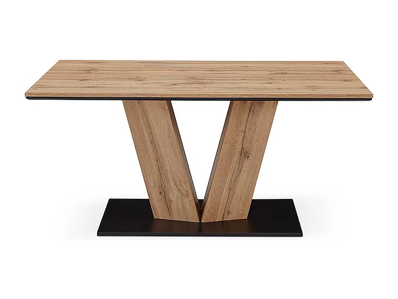 Esszimmer Tisch mit Säulengestell Wildeichefarben & Schwarz