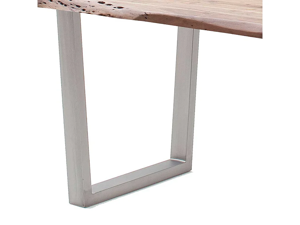 Esstisch Holztisch aus Massivholz und Edelstahl