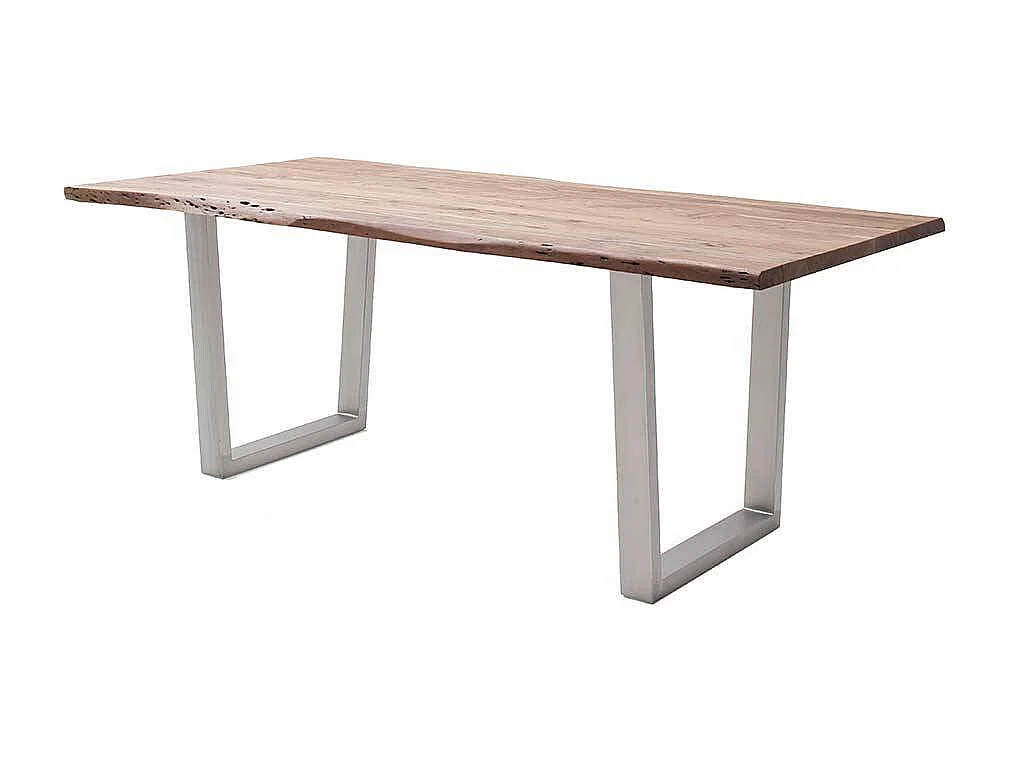 Esstisch Holztisch aus Massivholz und Edelstahl