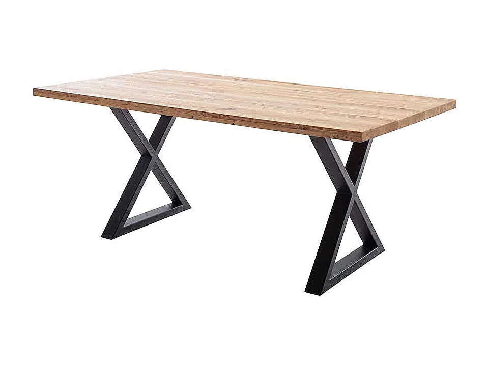 Esstisch Holztisch aus Wildeiche Massivholz mit X Gestell