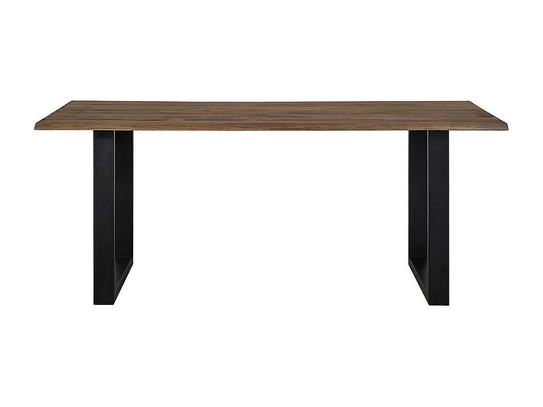 Küchentisch mit Baumkanten in Walnussfarben und Schwarz 75 cm hoch