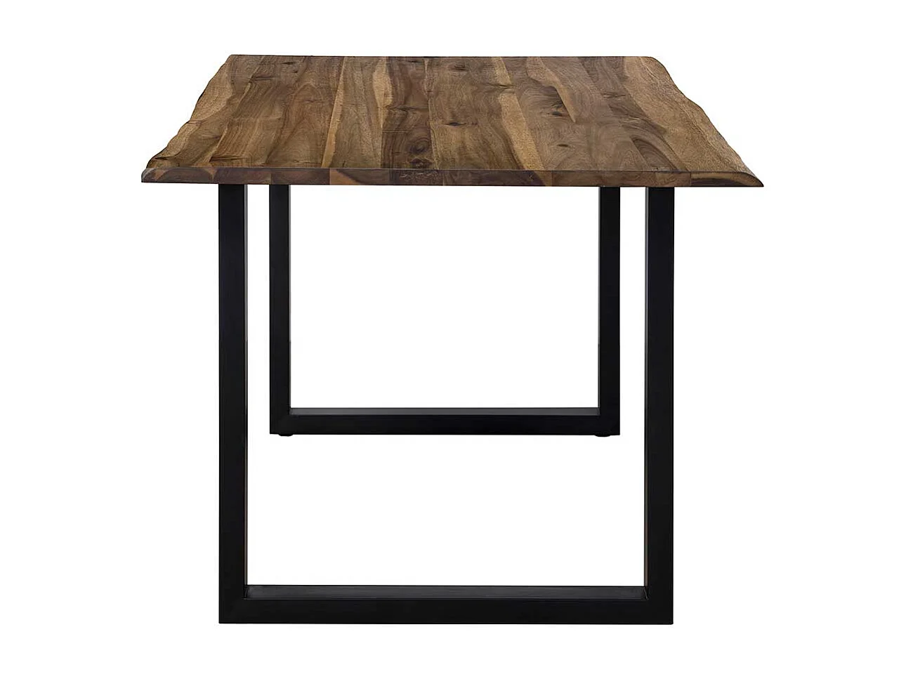 Küchentisch mit Baumkanten in Walnussfarben und Schwarz 75 cm hoch