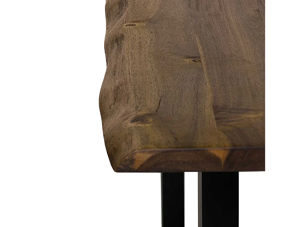 Küchentisch mit Baumkanten in Walnussfarben und Schwarz 75 cm hoch