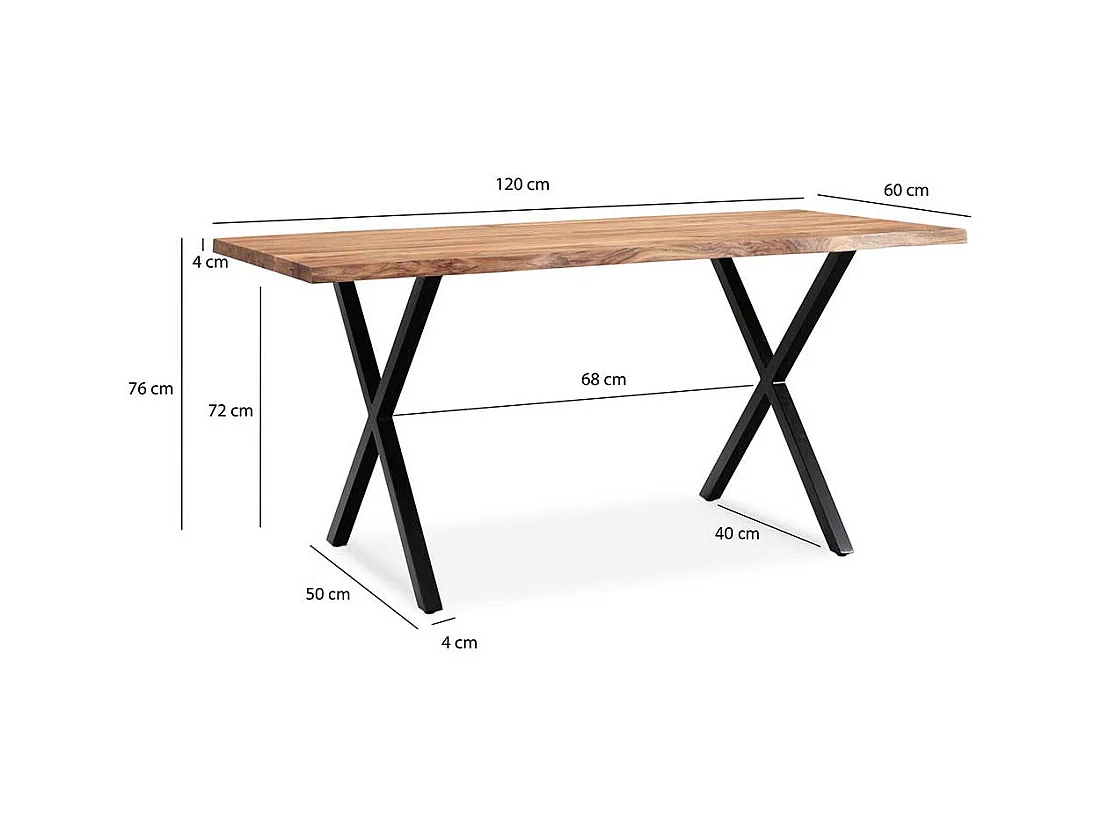 Esszimmertisch Tisch aus Akazie Massivholz und Metall