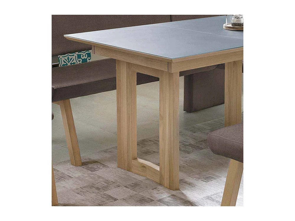 Esszimmertisch aus Eiche Massivholz Grauglas