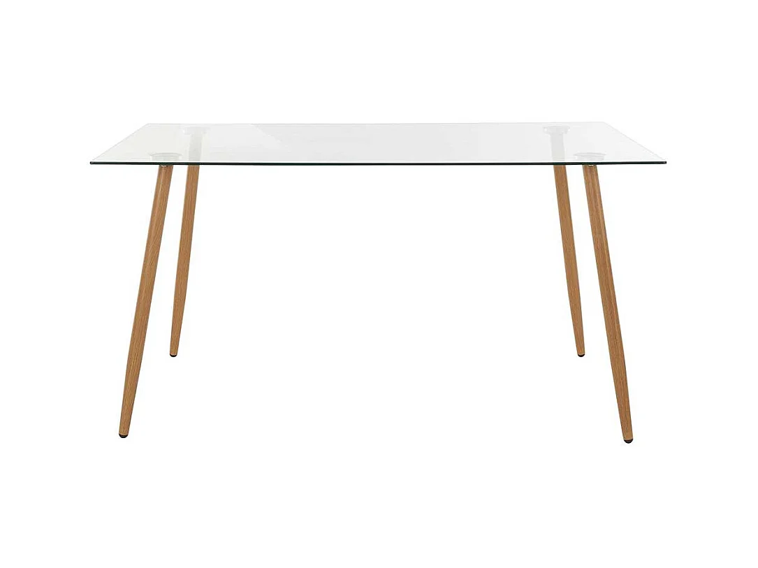 Glas Esszimmertisch mit 4-Fußgestell in Eichefarben Skandi Design