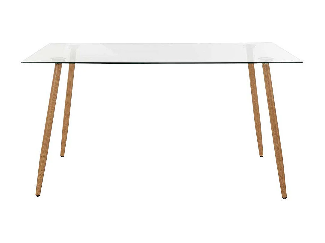 Glas Esszimmertisch mit 4-Fußgestell in Eichefarben Skandi Design