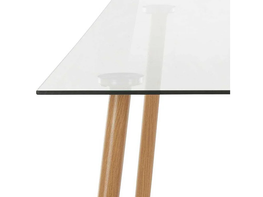 Glas Esszimmertisch mit 4-Fußgestell in Eichefarben Skandi Design