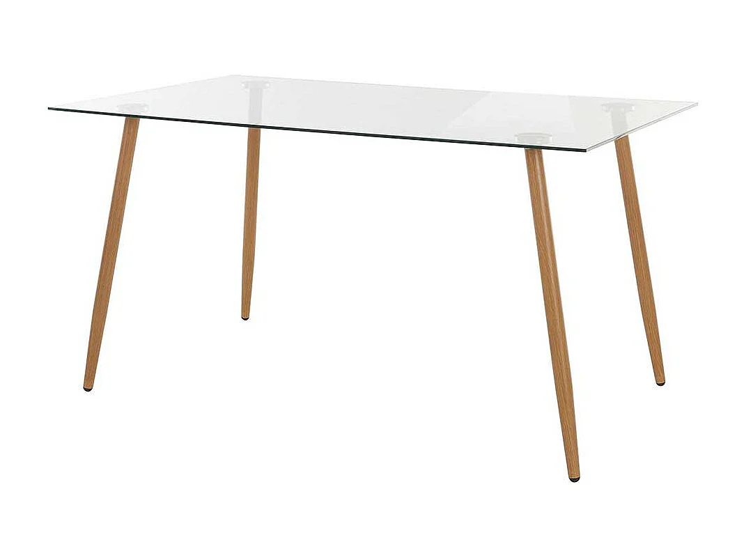 Glas Esszimmertisch mit 4-Fußgestell in Eichefarben Skandi Design