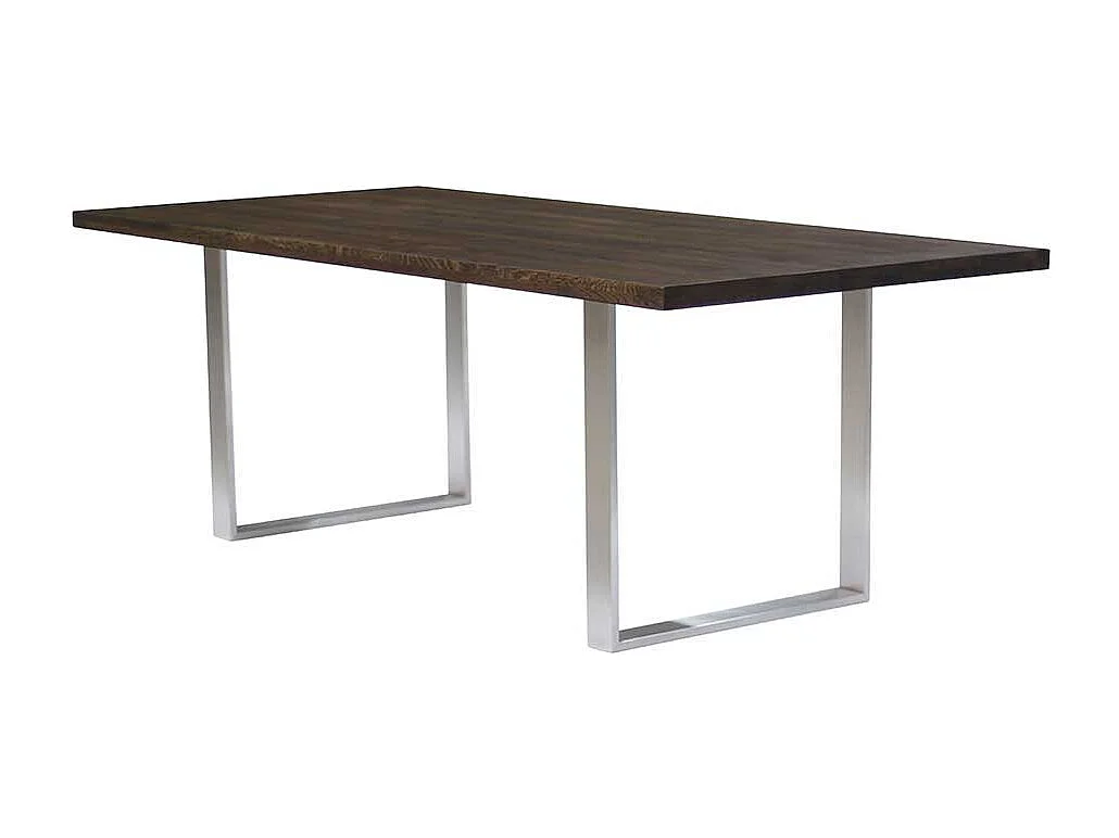 Küchentisch aus Nussbaum Massivholz und Edelstahl 75 cm hoch