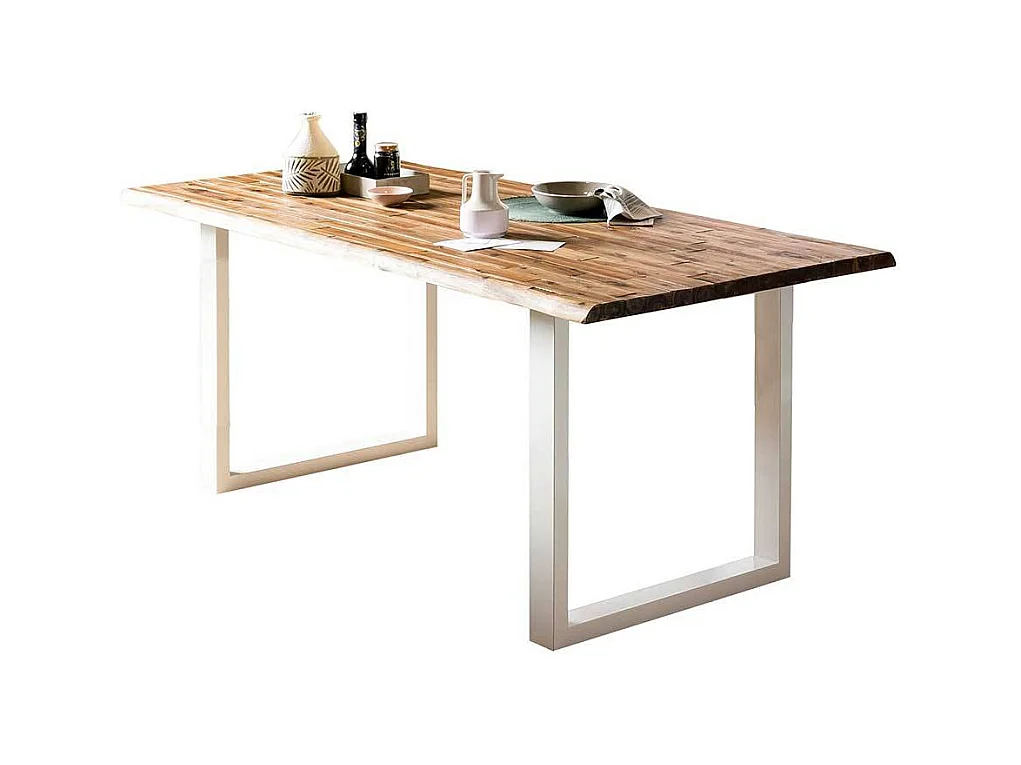 Bügelgestell Tisch mit natürlicher Baumkante Industrie und Loft Stil