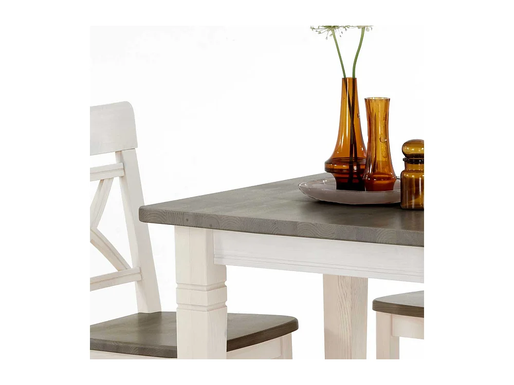 Landhaus Esstisch in Grau Weiß Kiefer massiv