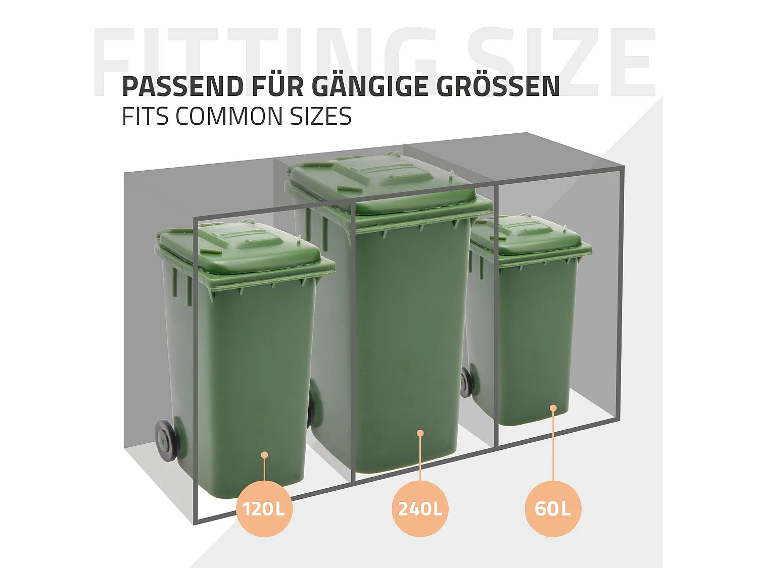 ML-Design Copribidone per spazzatura 3 bidoni 240L acciaio antracite rovere scuro, porta e tetto a fioriera, pattumiera esterno resistente intemperie