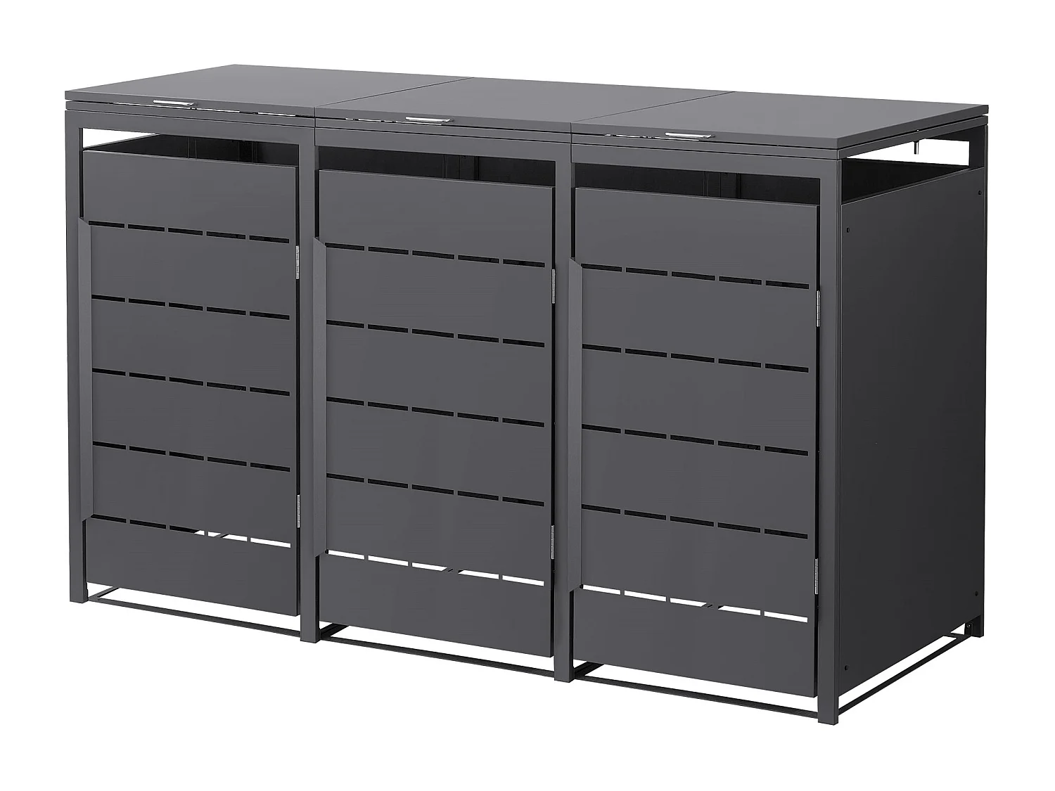 ML-Design Copribidone da spazzatura per 3 bidoni 240L 196x80x120 cm antracite cassonetto per rifiuti con coperchio deposito per bidoni da esterno