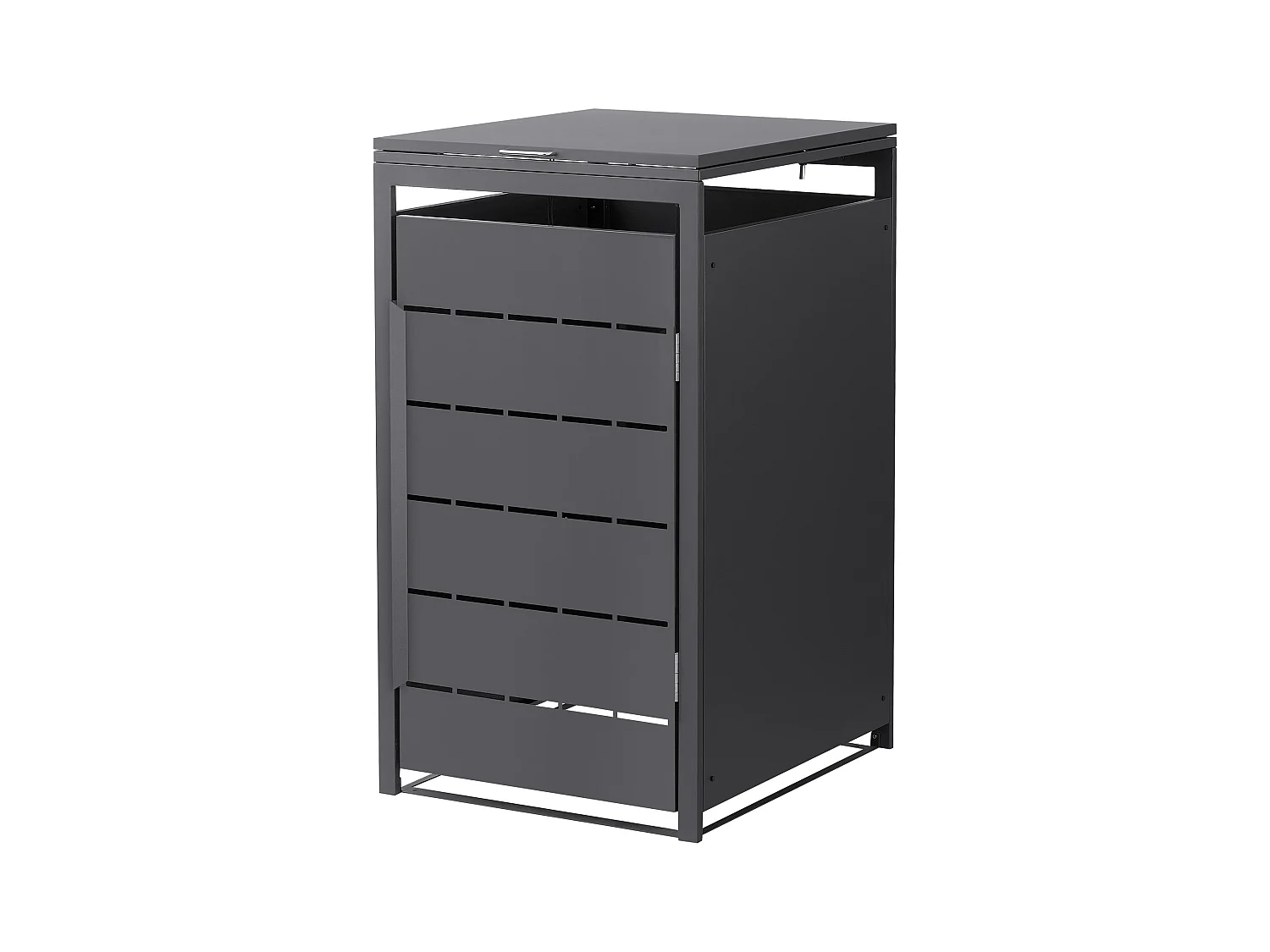 Abri pour 1 poubelle 68x80x120 cm 240L anthracite en acier couvercle rabattable et porte clôture habillage conteneur ordures résistant aux intempéries