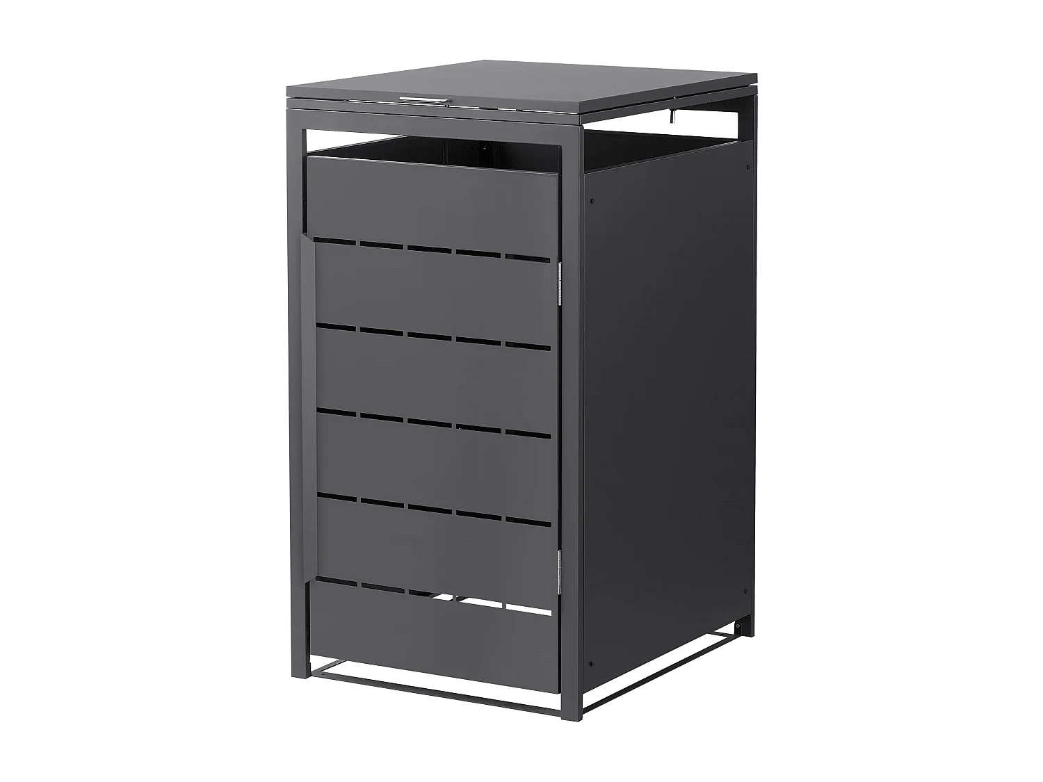 Abri pour 1 poubelle 68x80x120 cm 240L anthracite en acier couvercle rabattable et porte clôture habillage conteneur ordures résistant aux intempéries