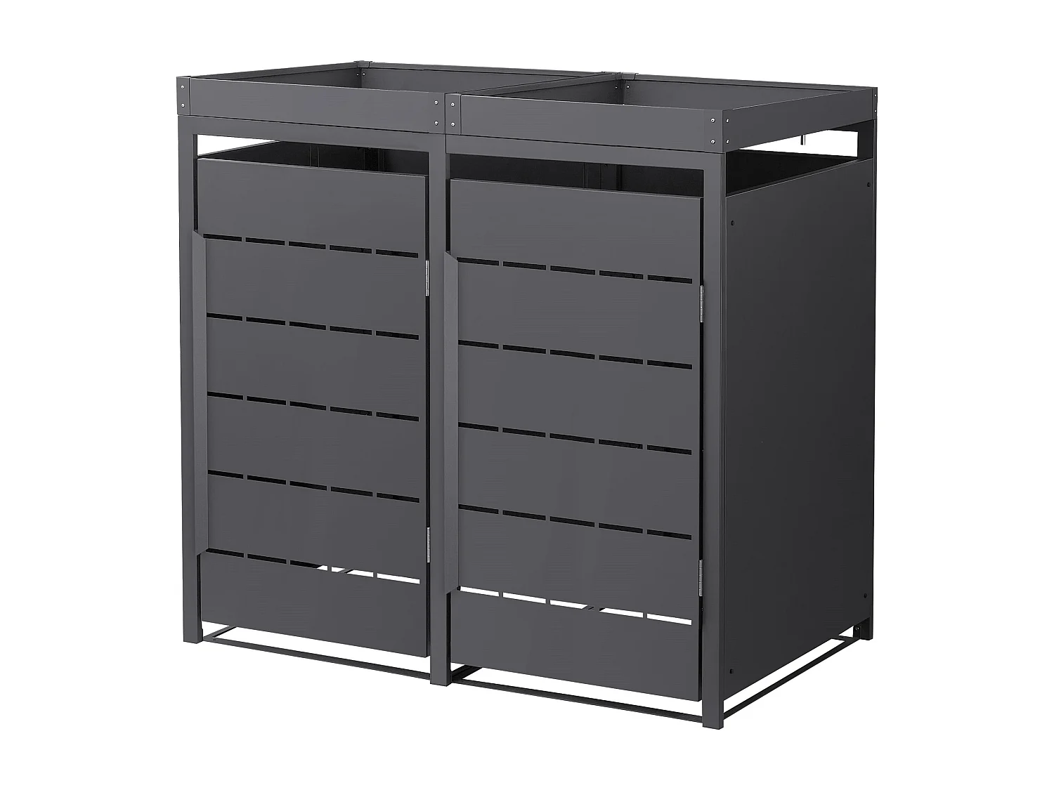ML-Design Copribidone spazzatura per 2 bidoni 240L acciaio antracite con porta e tetto a fioriera, pattumiera da esterno resistente alle intemperie