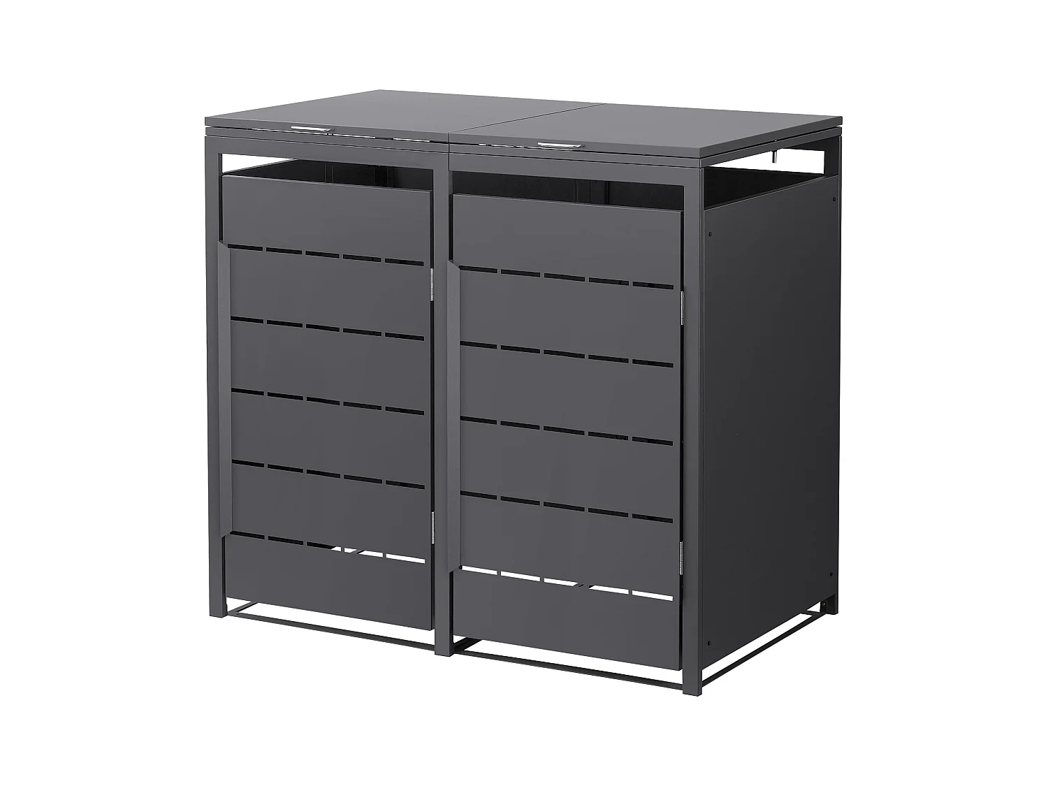 ML-Design Cobertizo para ocultar 2 cubos de basura 240L antracita 132x80x120cm, caseta de acero para exterior, contenedor resistente con tapa abatible