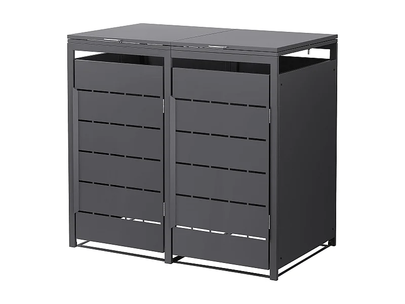 ML-Design Copribidone da spazzatura per 2 bidoni 240L 132x80x120 cm antracite cassonetto per rifiuti con coperchio deposito per bidoni da esterno