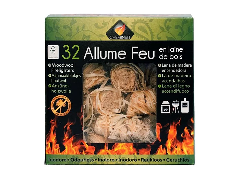 Lote de 32 Encendedores de Lana de Madera 100% Vegetal FSC