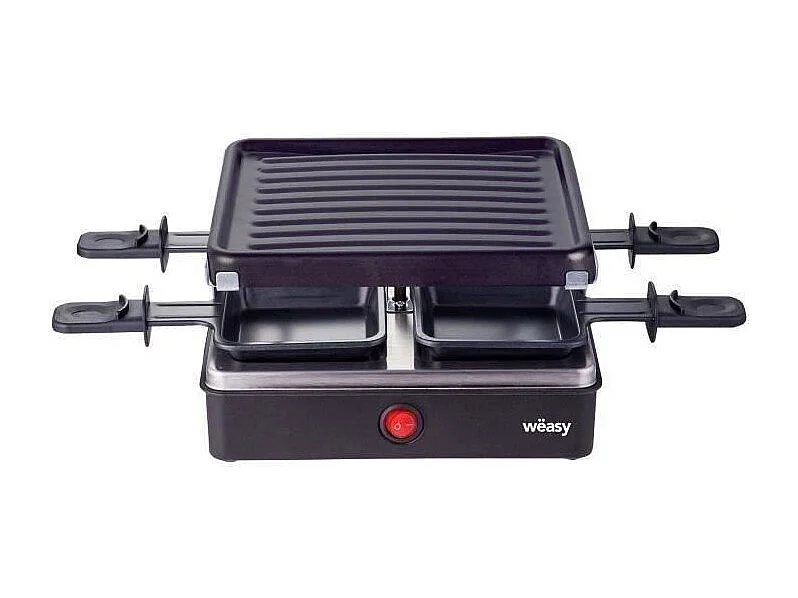 Raclette und Grill für 4 Personen – 600 W – Antihaftbeschichtung – 19,7 x 19,7 cm