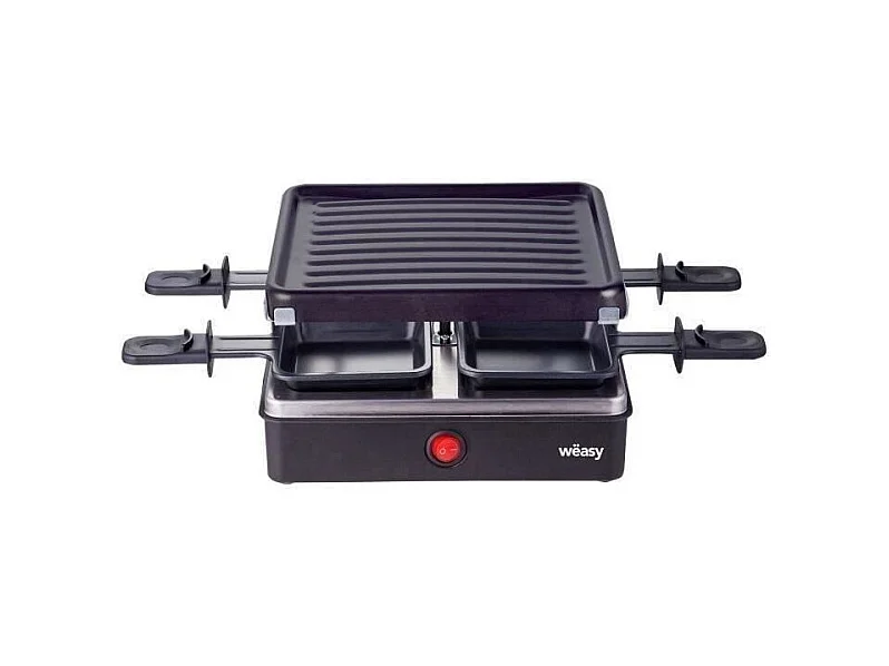 Raclette und Grill für 4 Personen – 600 W – Antihaftbeschichtung – 19,7 x 19,7 cm