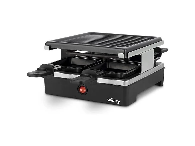Raclette und Grill für 4 Personen – 600 W – Antihaftbeschichtung – 19,7 x 19,7 cm