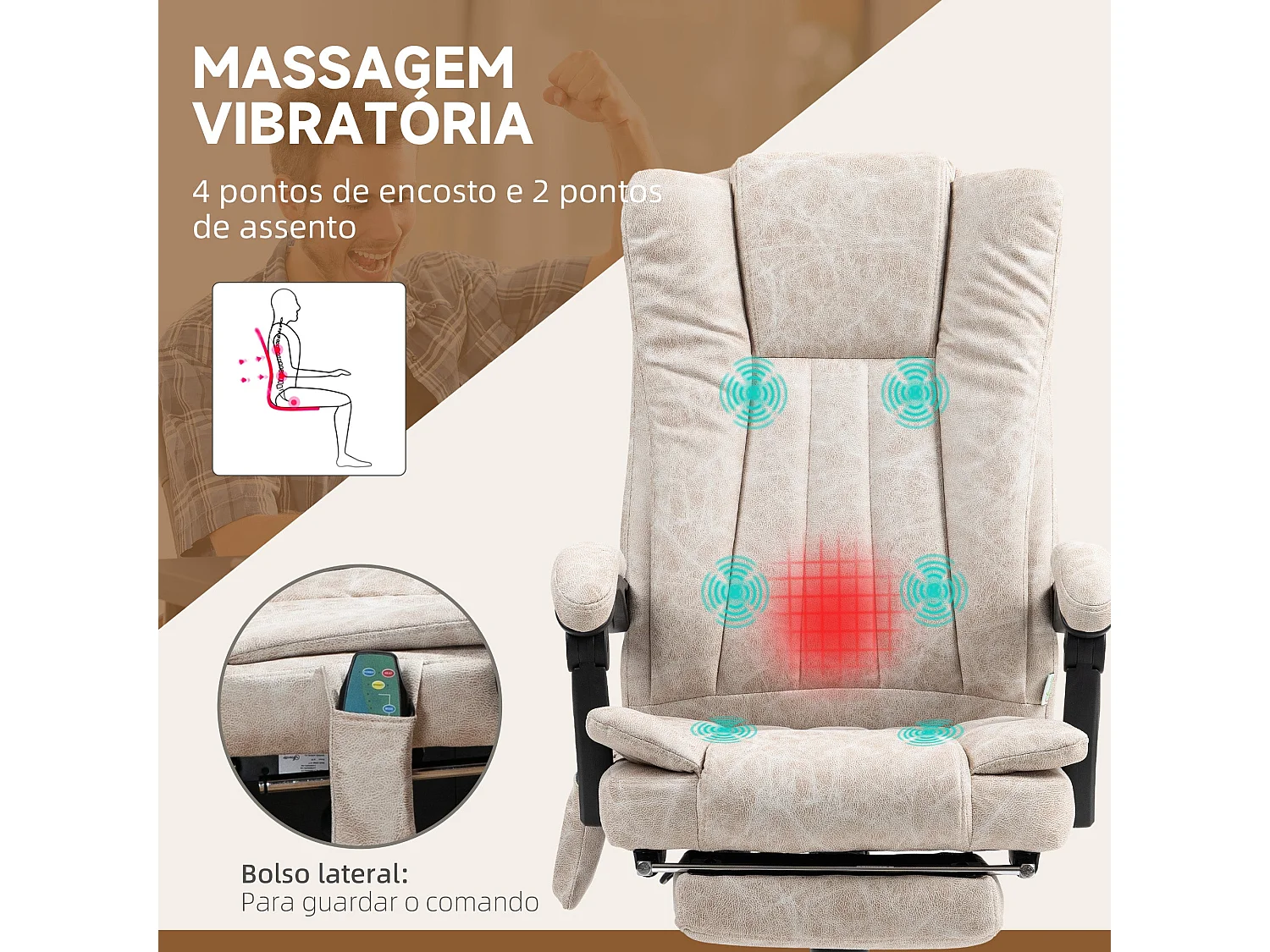Cadeira de Massagem Vinsetto com Aquecimento e Apoio Retrátil - Conforto e Relaxamento no Escritório