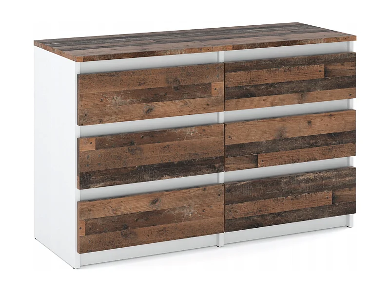 Commode blanche vintage 100 cm – 6 tiroirs – Meuble TV / Rangement salon