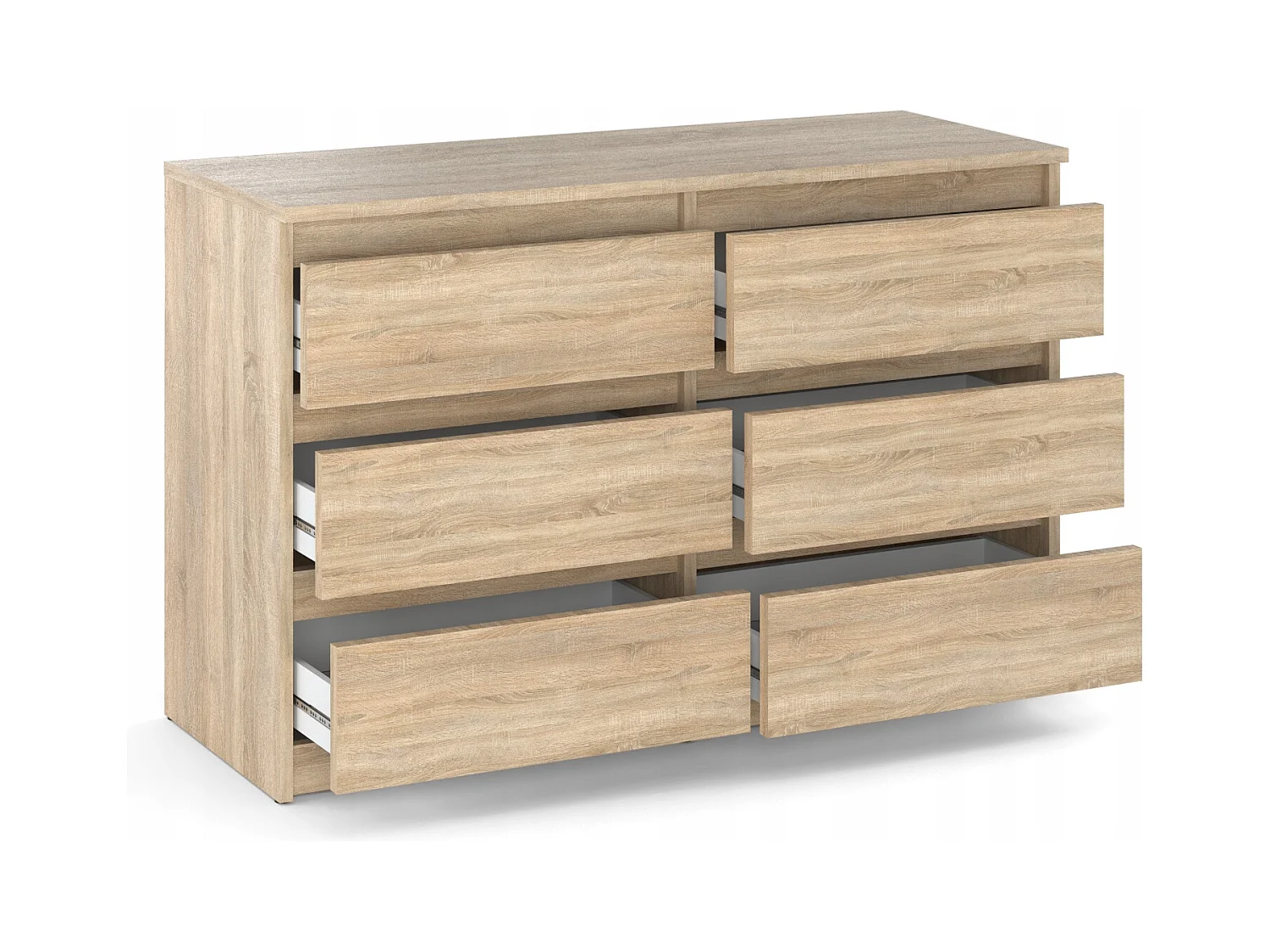 Commode Chêne Sonoma avec 6 tiroirs 100x71,5X33,5CM Meuble TV- Salon - chambre -chifonnier