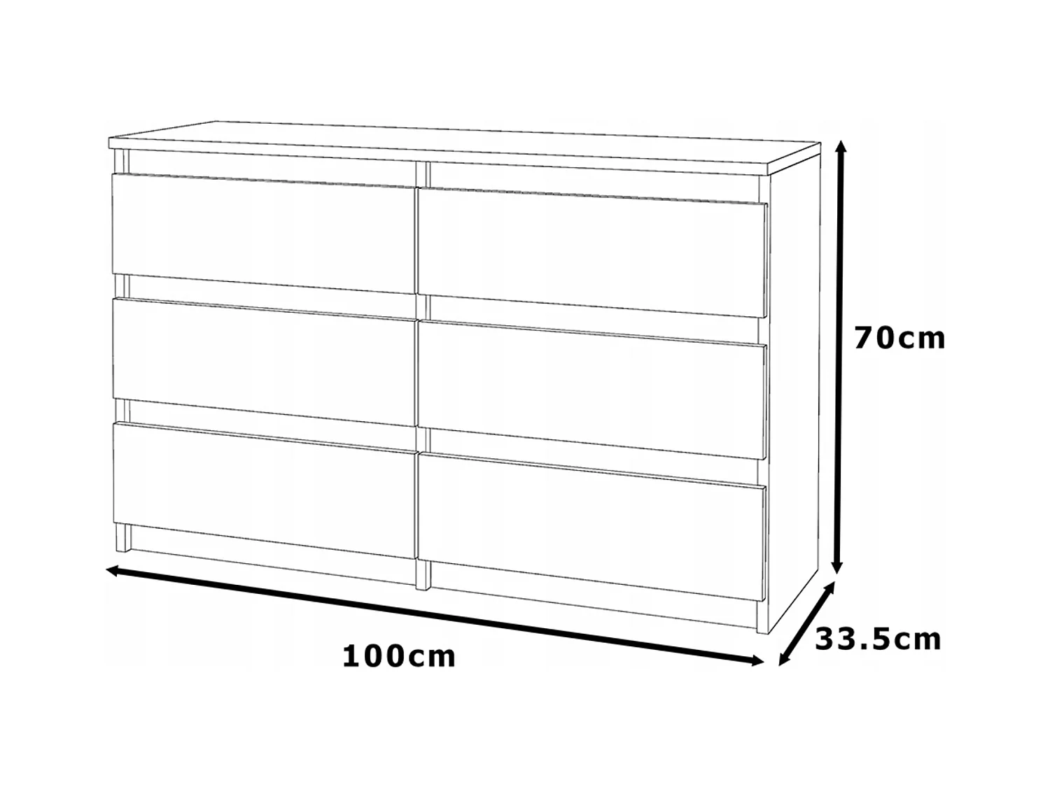 Commode Chêne Sonoma avec 6 tiroirs 100x71,5X33,5CM Meuble TV- Salon - chambre -chifonnier
