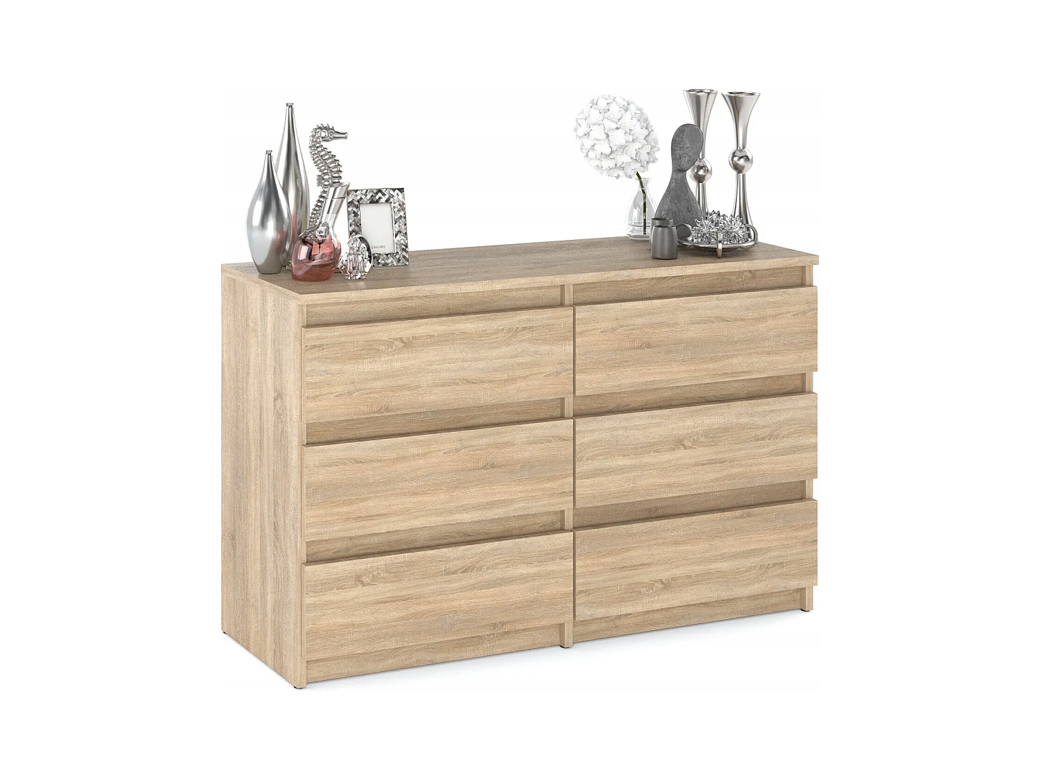 Commode Chêne Sonoma avec 6 tiroirs 100x71,5X33,5CM Meuble TV- Salon - chambre -chifonnier