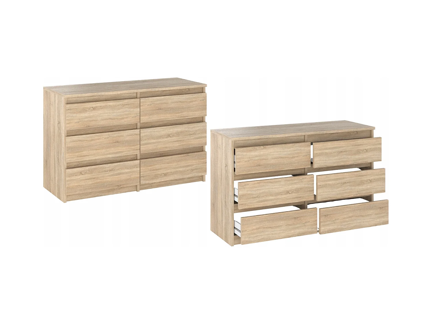 Commode Chêne Sonoma avec 6 tiroirs 100x71,5X33,5CM Meuble TV- Salon - chambre -chifonnier