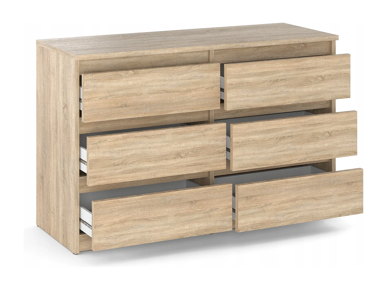 Commode Chêne Sonoma avec 6 tiroirs 100x71,5X33,5CM Meuble TV- Salon - chambre -chifonnier