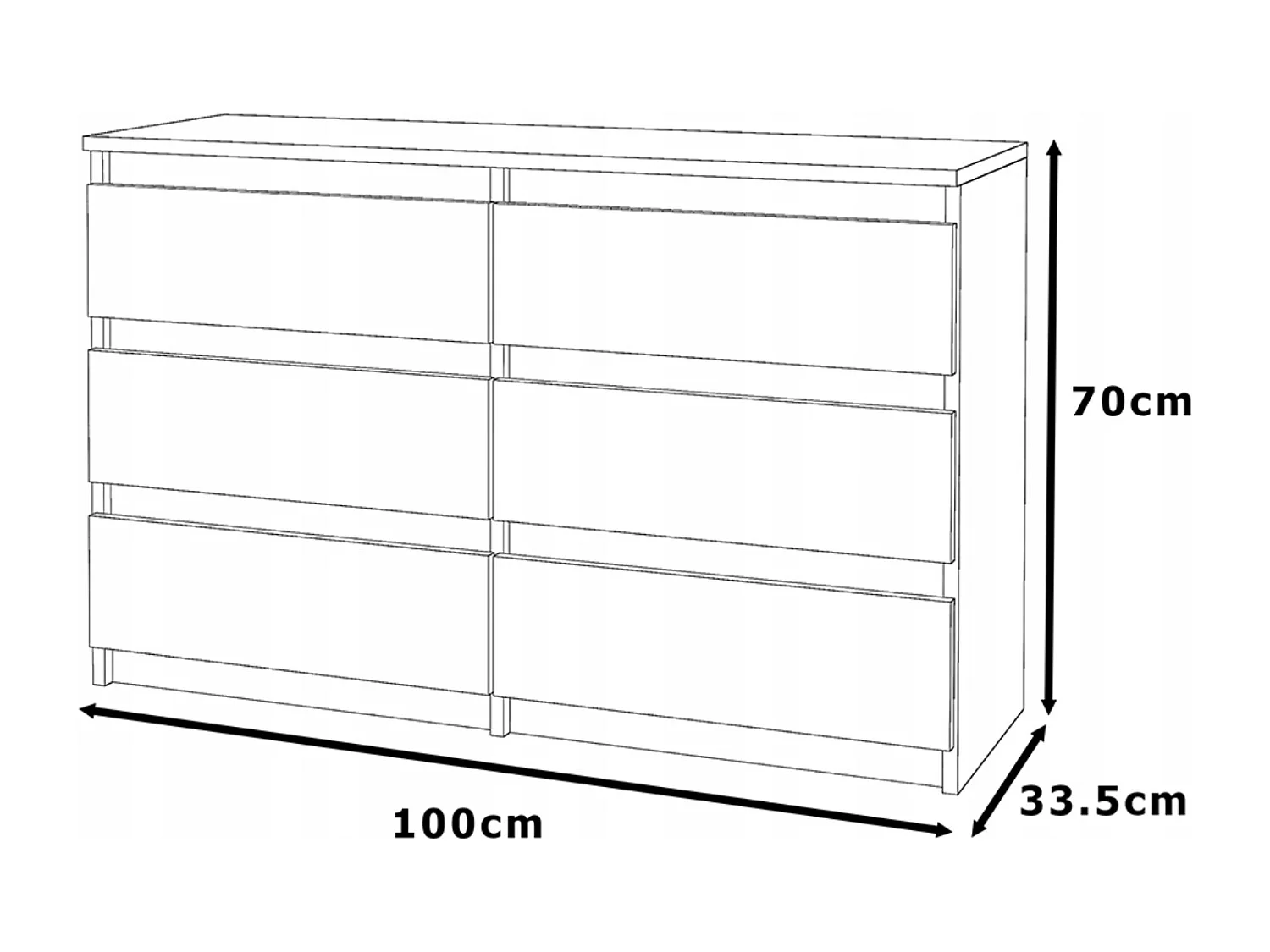 Commode Chêne Sonoma avec 6 tiroirs 100x71,5X33,5CM Meuble TV- Salon - chambre -chifonnier