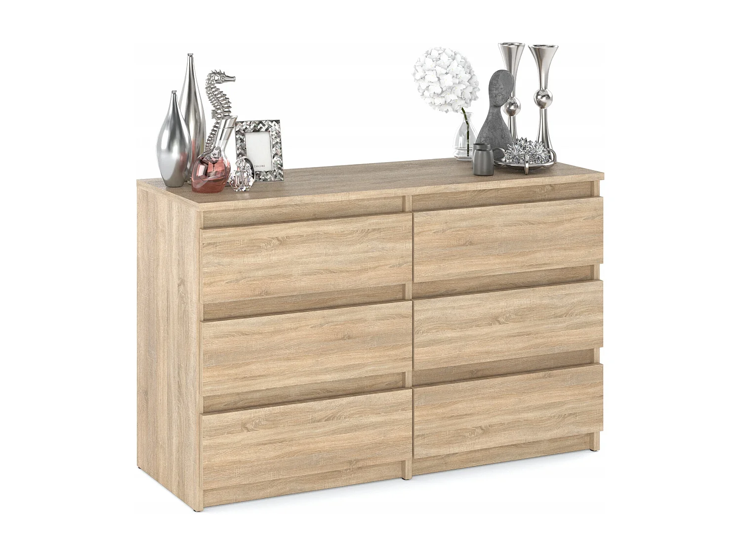 Commode Chêne Sonoma avec 6 tiroirs 100x71,5X33,5CM Meuble TV- Salon - chambre -chifonnier