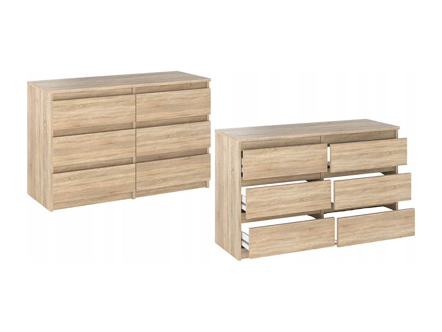 Commode Chêne Sonoma avec 6 tiroirs 100x71,5X33,5CM Meuble TV- Salon - chambre -chifonnier