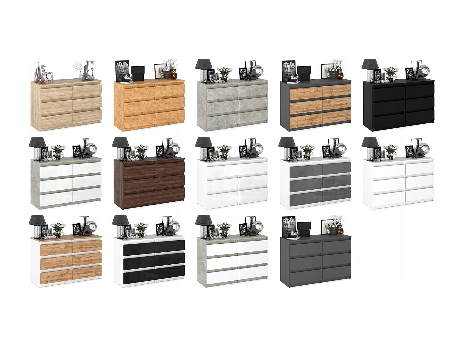 Commode Chêne Sonoma avec 6 tiroirs 100x71,5X33,5CM Meuble TV- Salon - chambre -chifonnier