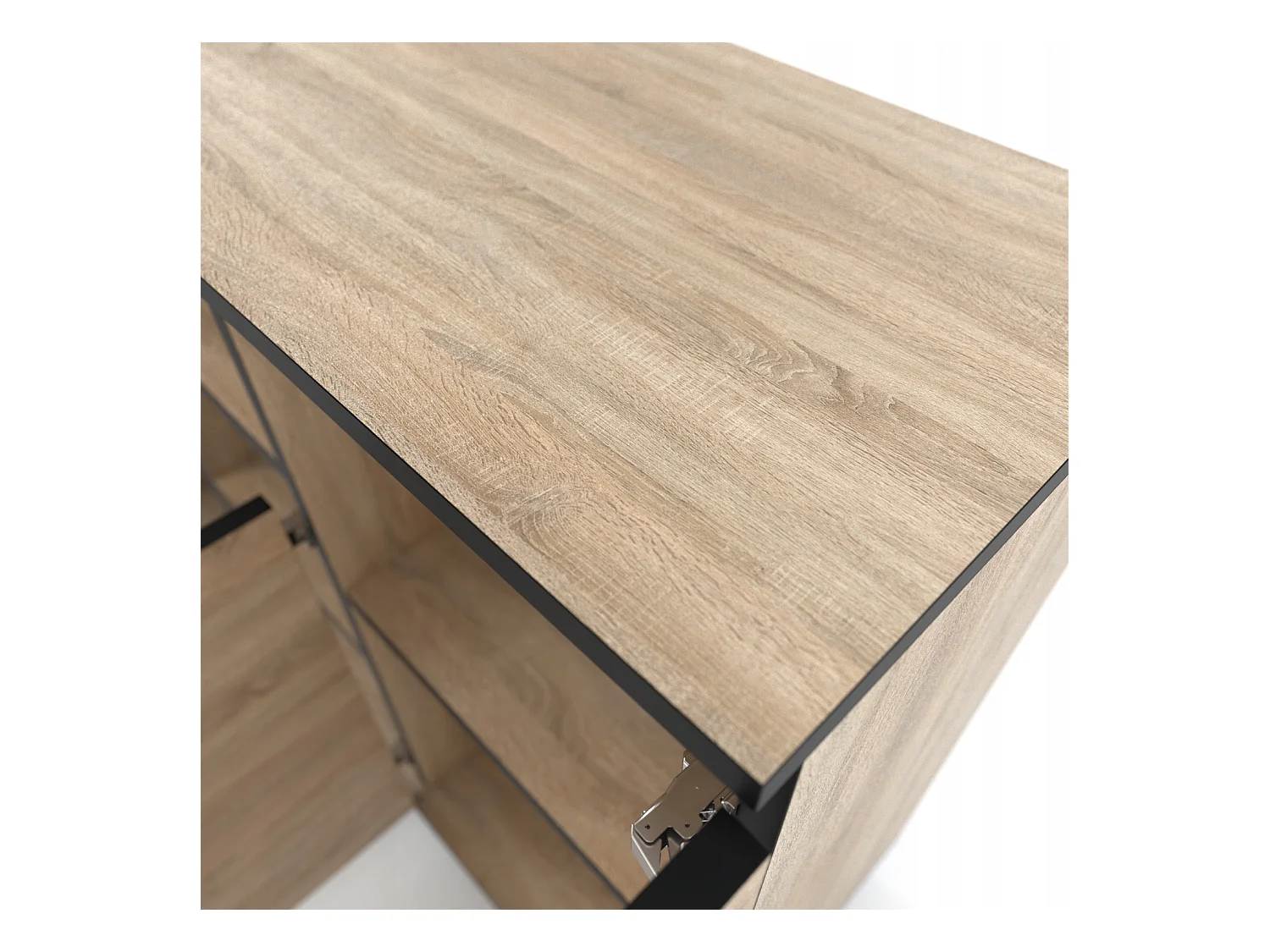 Grande commode style scandinave  Chêne Wotan 140 CM avec 9 étagères TV Salon bureau