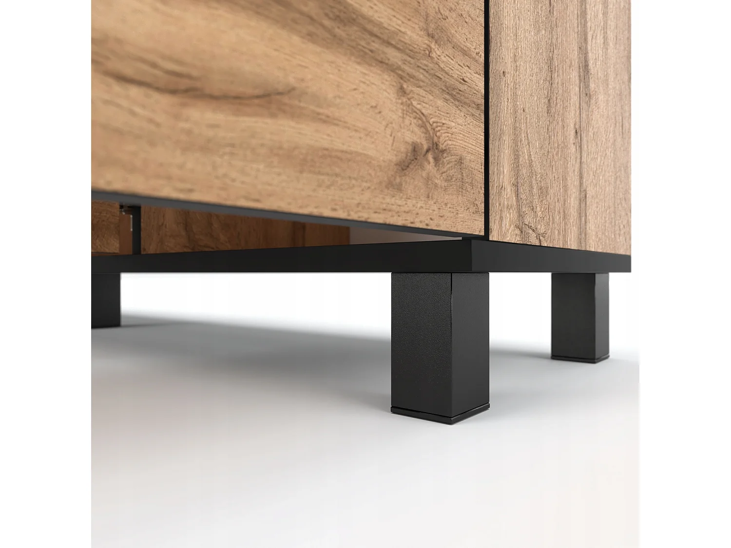 Grande commode style scandinave Chêne Wotan 140 CM avec 9 étagères TV Salon bureau