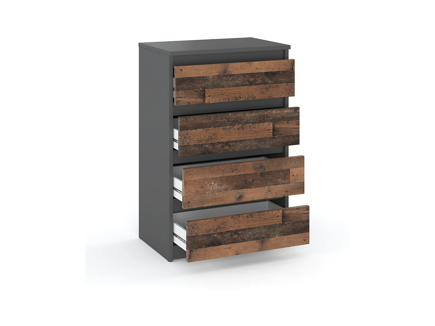 Commode à 4 tiroirs Gris Vintage 60 CM – Meuble TV, Meubles pour salon, Buffet