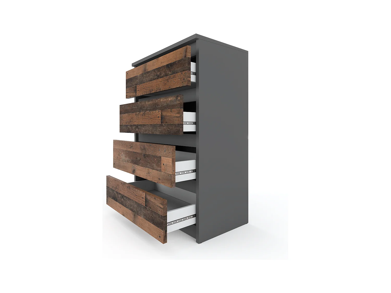 Commode à 4 tiroirs Gris Vintage 60 CM – Meuble TV, Meubles pour salon, Buffet