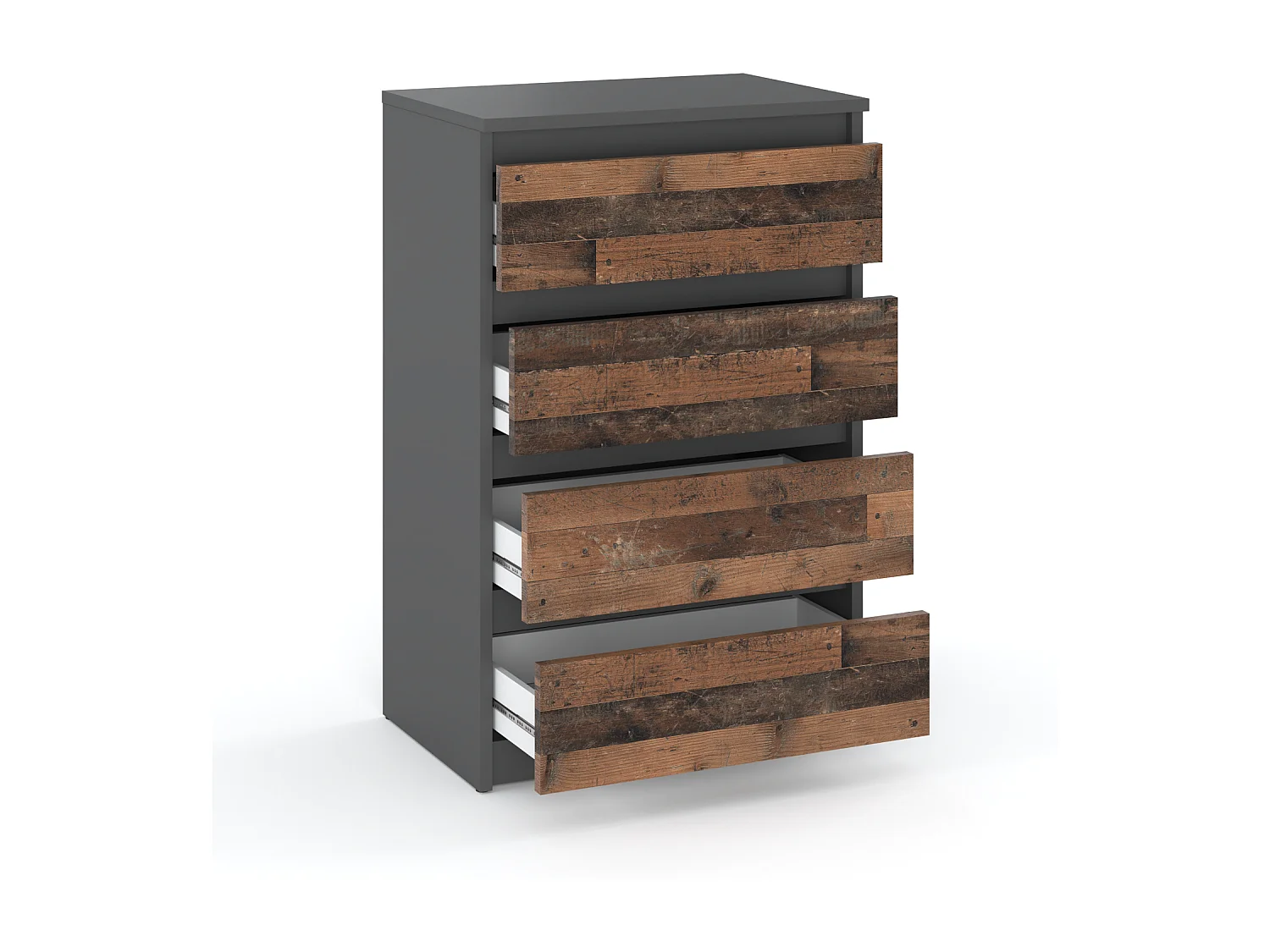 Commode à 4 tiroirs Gris Vintage 60 CM – Meuble TV, Meubles pour salon, Buffet