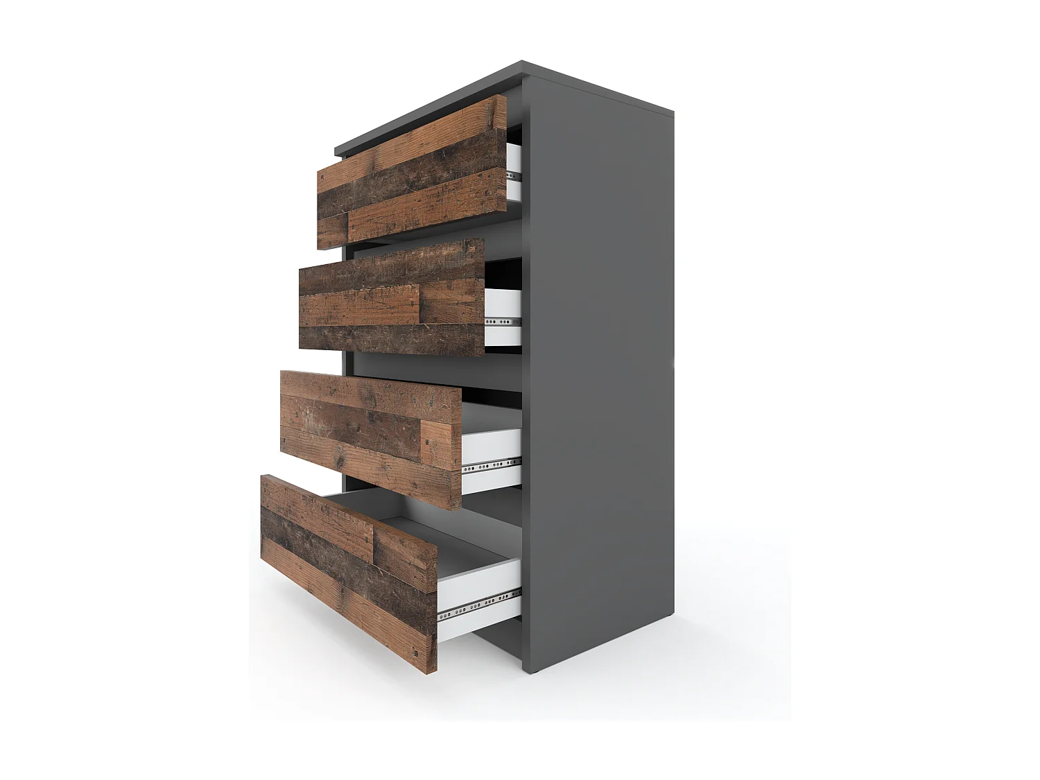 Commode à 4 tiroirs Gris Vintage 60 CM – Meuble TV, Meubles pour salon, Buffet