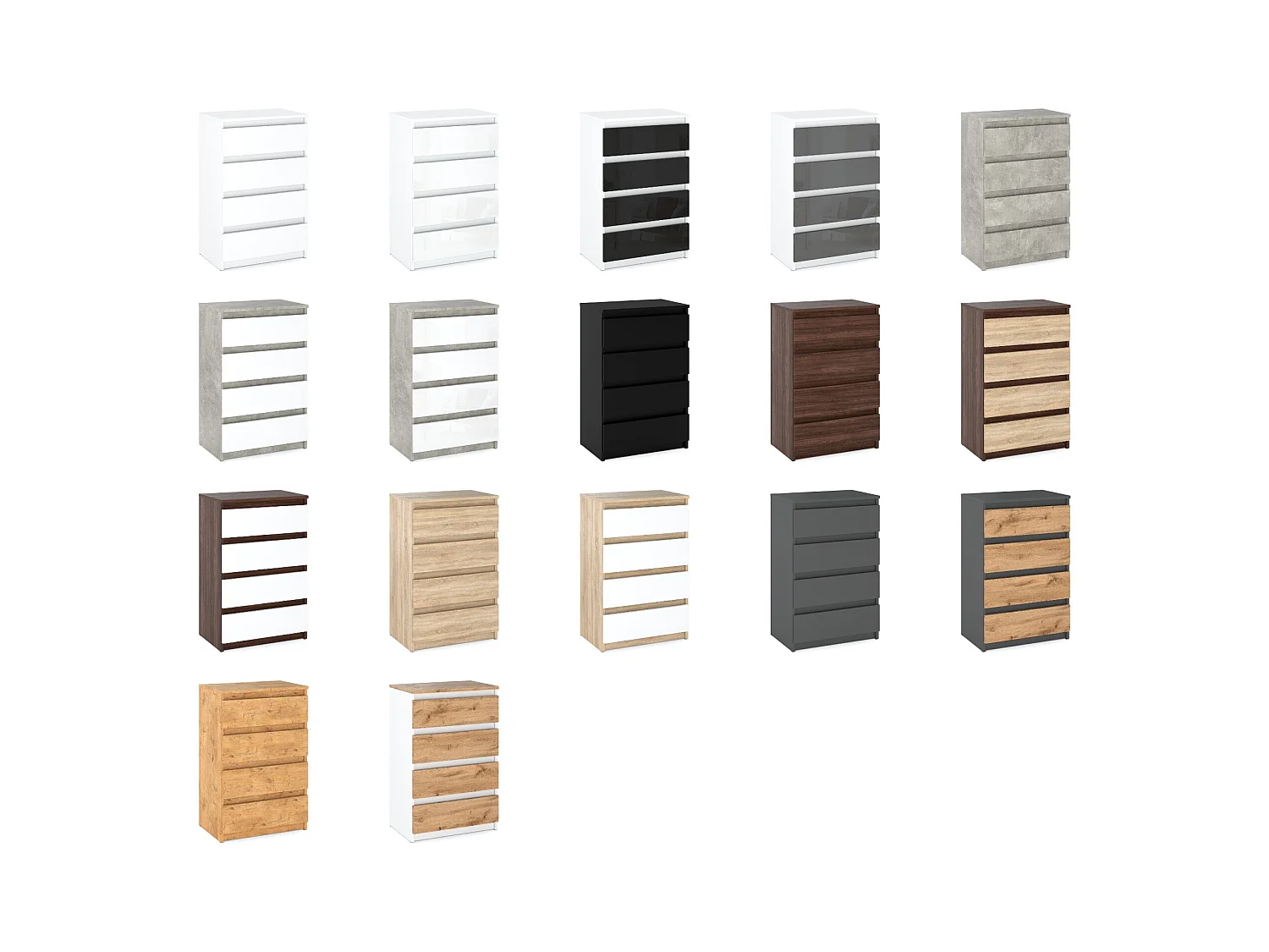 Commode NOIRE  avec 4 tiroirs 60 cm – Meuble TV, armoire pour salon ou chambre